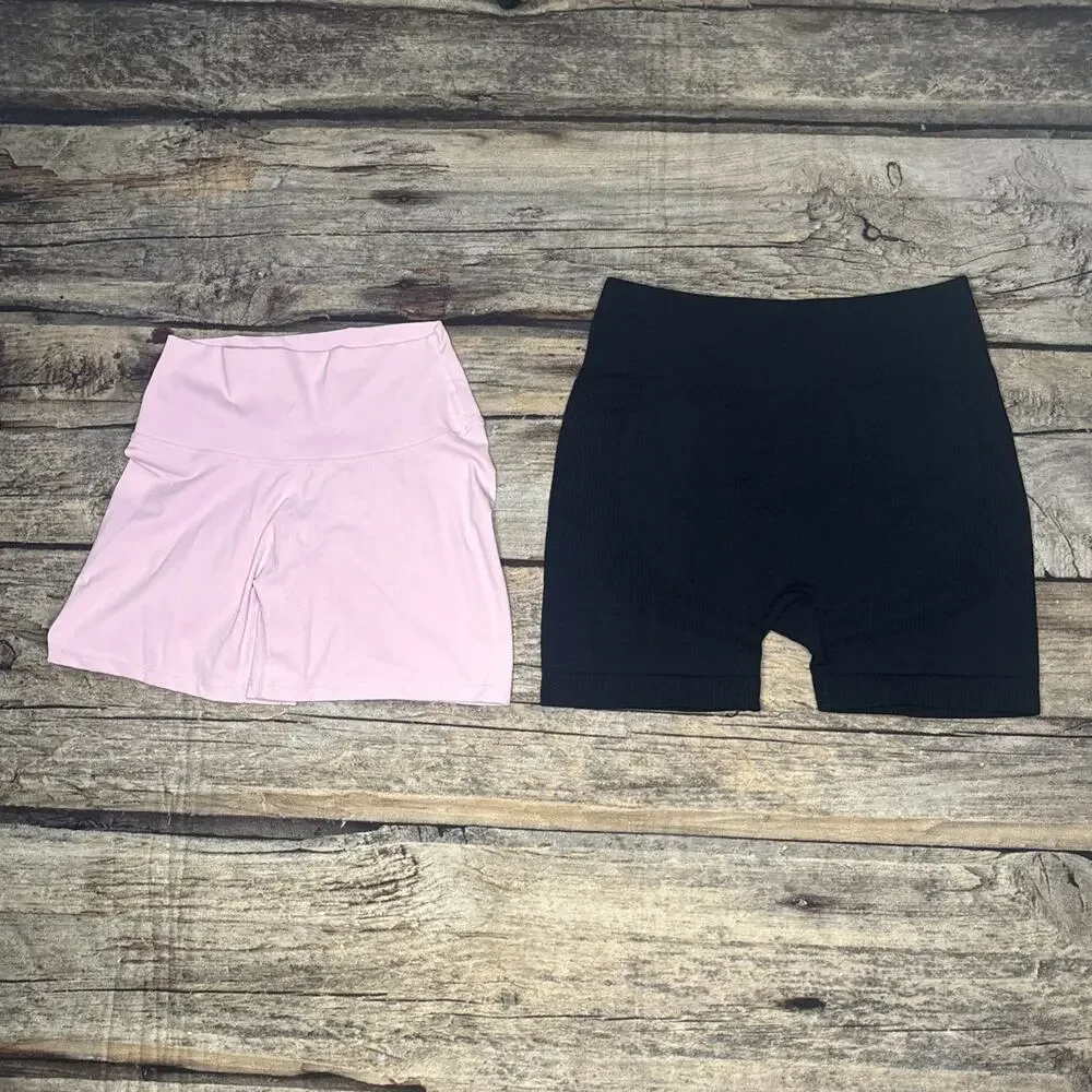 Workout Scrunch Butt Gym Shorts Womens Size Medium Shein 2pc Bundle Activewear